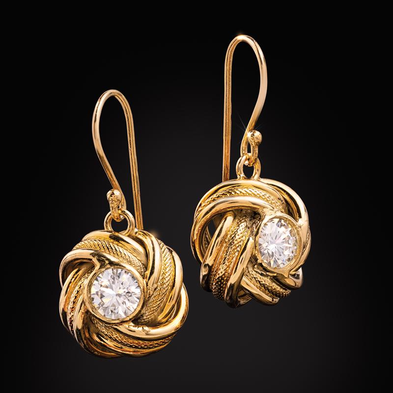 Italian Made Moissanite Knot Earrings